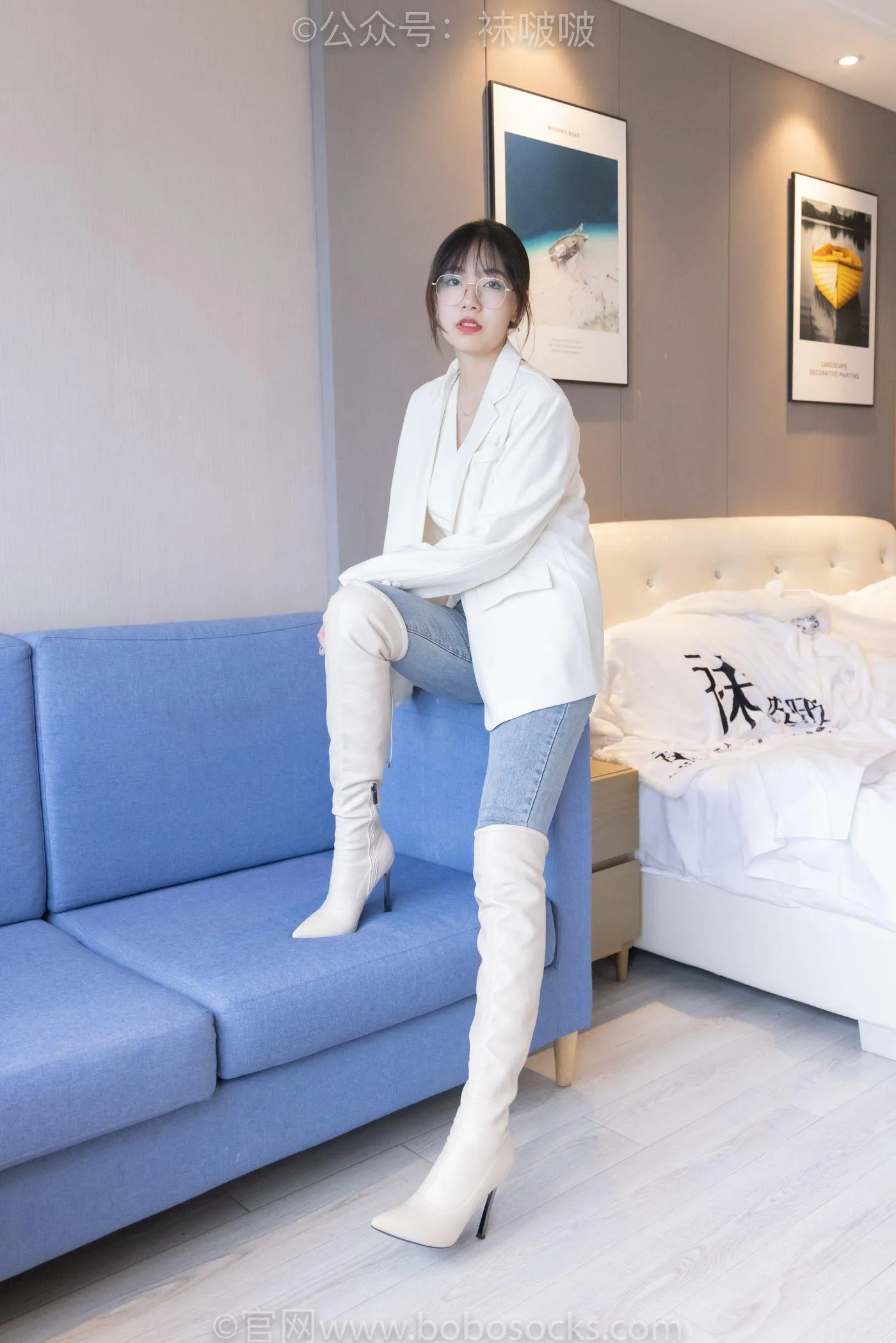 [BoBoSocks袜啵啵]NO.050 小甜豆-高跟长靴、白棉袜 [175P]插图1